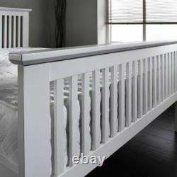 New King Size 5ft White Finish Wooden Bed Frame With Mattress Options