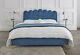 New Modern Plush Blue 4ft6 Double & 5ft King Size Fabric Beds With Mattress