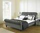 New Scroll Design Sleigh Marina Chesterfield Bed Frame All Sizes Available