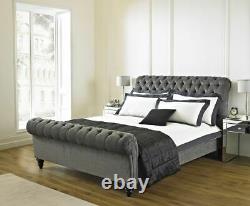 New Scroll Design Sleigh Marina Chesterfield Bed Frame All Sizes Available