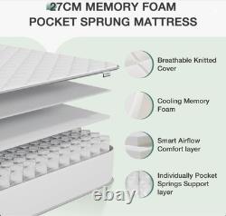 Novilla Memory Foam Pocket Sprung King Mattress 5FT 150x200cm 27cm
