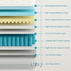 Orthopaedic Hybrid Mattress 10 Inch Gel Memory Foam & Pocket Sprung, All Sizes