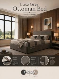 Ottoman Storage Gas Lift Up Double & King Size Fabric Bed Memory Foam Mattress