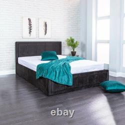 Ottoman Storage Gas Lift Up Double & King Size Fabric Bed Memory Foam Mattress
