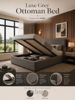Ottoman Storage Gas Lift Up Double & King Size Fabric Bed Memory Foam Mattress