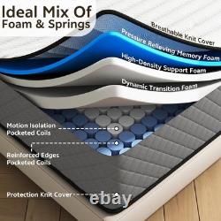 Pillow Top Double Mattress 25CM Hybrid Memory Foam & Pocket Spring for Comfort
