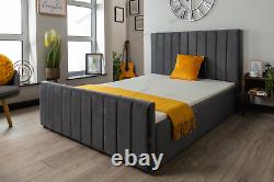 Plush Velvet Fabric Upholstered Bed Frame with Slats 4ft6 Double 5ft King Size