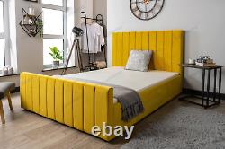 Plush Velvet Fabric Upholstered Bed Frame with Slats 4ft6 Double 5ft King Size