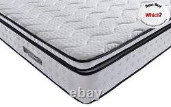 Pocket Spring 2000 Visco Memory Foam Pillow Top Sprung Mattress, 3ft, 4ft6,5ft, 6ft