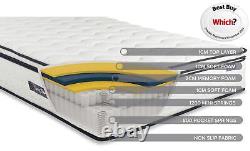 Pocket Spring 2000 Visco Memory Foam Pillow Top Sprung Mattress, 3ft, 4ft6,5ft, 6ft