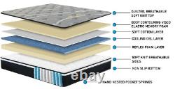 Pocket Spring Hybrid Cool Gel, Visco Memory Foam Pillow Top Sprung Mattress