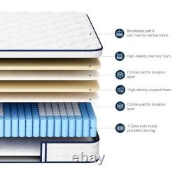 Pocket Spring Mattress 7-Zone Memory Foam Deep King Size Hybrid Mattress In Box