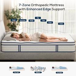 Pocket Spring Mattress 7-Zone Memory Foam Deep King Size Hybrid Mattress In Box