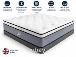 Pocket Sprung Memory Foam Hybrid Mattress Medium Firm Cooling UK Sizes