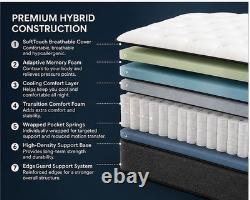 Pocket Sprung Memory Foam Hybrid Mattress Medium Firm Cooling UK Sizes