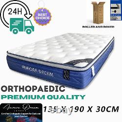 Premium Orthopaedic Luxury Mattress 4FT6 Memory Foam Pocket Sprung 12in mid-soft