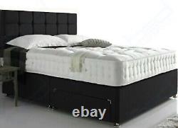Premium Quality Suede Memory Foam Divan Bed Set With Mattress And Headboard Uk