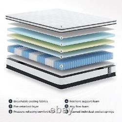 Resspry Double Mattress, 10.6 Inch Memory Foam Pocket Sprung Mattress