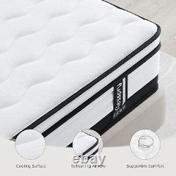 Resspry Double Mattress, 10.6 Inch Memory Foam Pocket Sprung Mattress