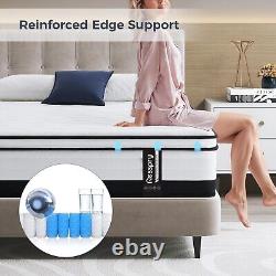 Resspry Double Mattress, 10.6 Inch Memory Foam Pocket Sprung Mattress