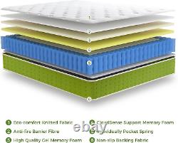 Resspry Small Double Mattresses, 26cm Hybrid Pocket Sprung Memory Foam & Back