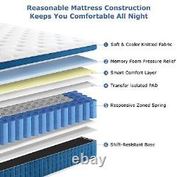 SEZMOONSI 4FT6 Double Mattress, 10.6 Inch Memory Foam Pocket Sprung Mattress