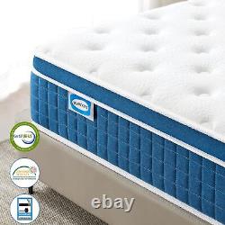 SEZMOONSI 4FT6 Double Mattress, 10.6 Inch Memory Foam Pocket Sprung Mattress