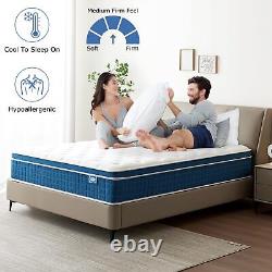 SEZMOONSI 4FT6 Double Mattress, 10.6 Inch Memory Foam Pocket Sprung Mattress