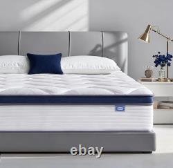 SEZMOONSI 4FT6 Double Mattress, 9.1 Inch Gel Memory Foam Hybrid Mattress, Pocket