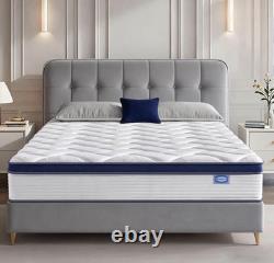 SEZMOONSI 4FT6 Double Mattress, 9.1 Inch Gel Memory Foam Hybrid Mattress, Pocket