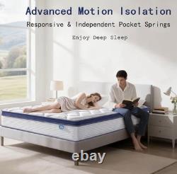 SEZMOONSI 4FT6 Double Mattress, 9.1 Inch Gel Memory Foam Hybrid Mattress, Pocket