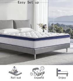 SEZMOONSI 4FT6 Double Mattress, 9.1 Inch Gel Memory Foam Hybrid Mattress, Pocket