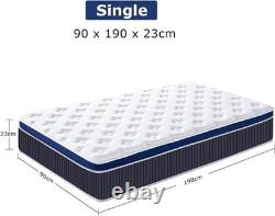 SEZMOONSI 4FT6 Double Mattresses, 10.6 Inch Gel Memory Foam Pocket Sprung