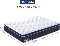 SEZMOONSI 4FT6 Double Mattresses, 10.6 Inch Gel Memory Foam Pocket Sprung
