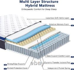 SEZMOONSI 4FT6 Double Mattresses, 10.6 Inch Gel Memory Foam Pocket Sprung
