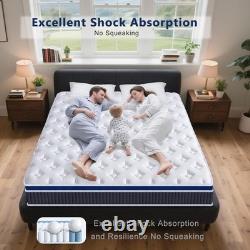 SEZMOONSI 4FT6 Double Mattresses, 10.6 Inch Gel Memory Foam Pocket Sprung