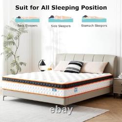 SEZMOONSI Double Mattress 4FT6, Gel Memory Foam, Individually Medium Firm Pocket