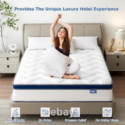 SEZMOONSI King Mattress, 10.6 Inch Tick Medium Firm Memory Foam Pocket Sprung Bed