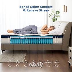 SEZMOONSI King Mattress, 10.6 Inch Tick Medium Firm Memory Foam Pocket Sprung Bed