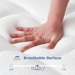 SEZMOONSI King Mattress, 10.6 Inch Tick Medium Firm Memory Foam Pocket Sprung Bed
