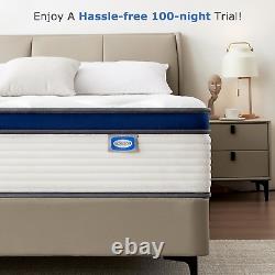 SEZMOONSI King Mattress, 10.6 Inch Tick Medium Firm Memory Foam Pocket Sprung Bed
