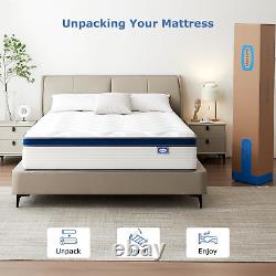 SEZMOONSI King Mattress, 10.6 Inch Tick Medium Firm Memory Foam Pocket Sprung Bed