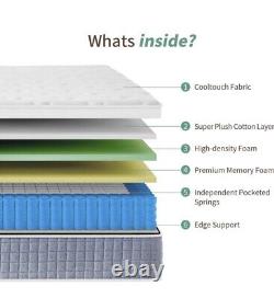 SZSL Single Mattress 3FT, 10.2 Inch Memory Foam Pocket Sprung Hybrid Half Price