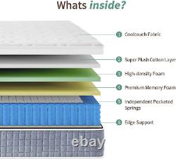 SZSL Single Mattress, 3FT 9-Zone Memory Foam Pocket Sprung Hybrid Mattress, Firm