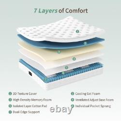 SZsuilong Single Mattress 3FT Memory Foam Pocket Sprungs Hybird Mattress with