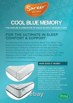 Sareer Cool Blue 1000 Pocket Sprung Memory Foam Mattress 3FT, 4FT, 4FT6, 5FT