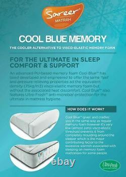 Sareer Cool Blue Memory Foam 1000 Pocket Sprung Mattress Various Sizes