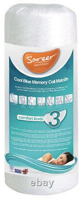Sareer Cool Blue Memory Foam 1000 Pocket Sprung Memory 4ft6 Double Made In Uk