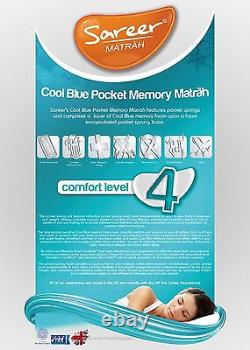 Sareer Pocket Sprung Mattress 1000 Memory Foam Cool Blue 4FT6 5FT FREE PILLOWS