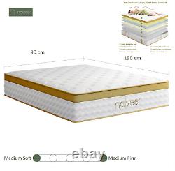 Single Luxury Medium Firm Bed Memory Foam Pocket Sprung Hybrid Mattress 10'' 3FT